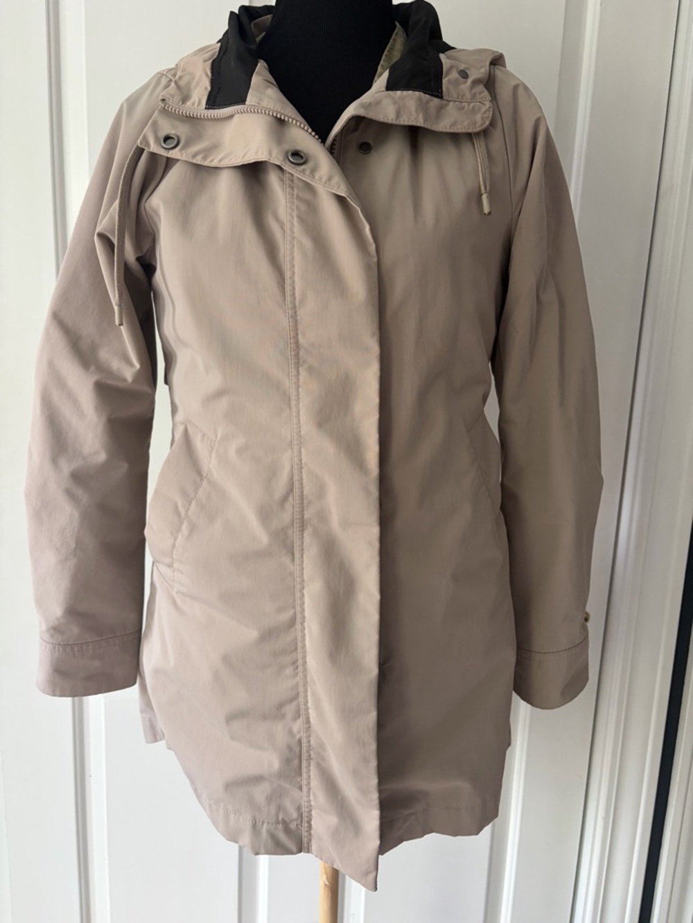Athleta Women's Light Beige Hooded Trench Coat XS
